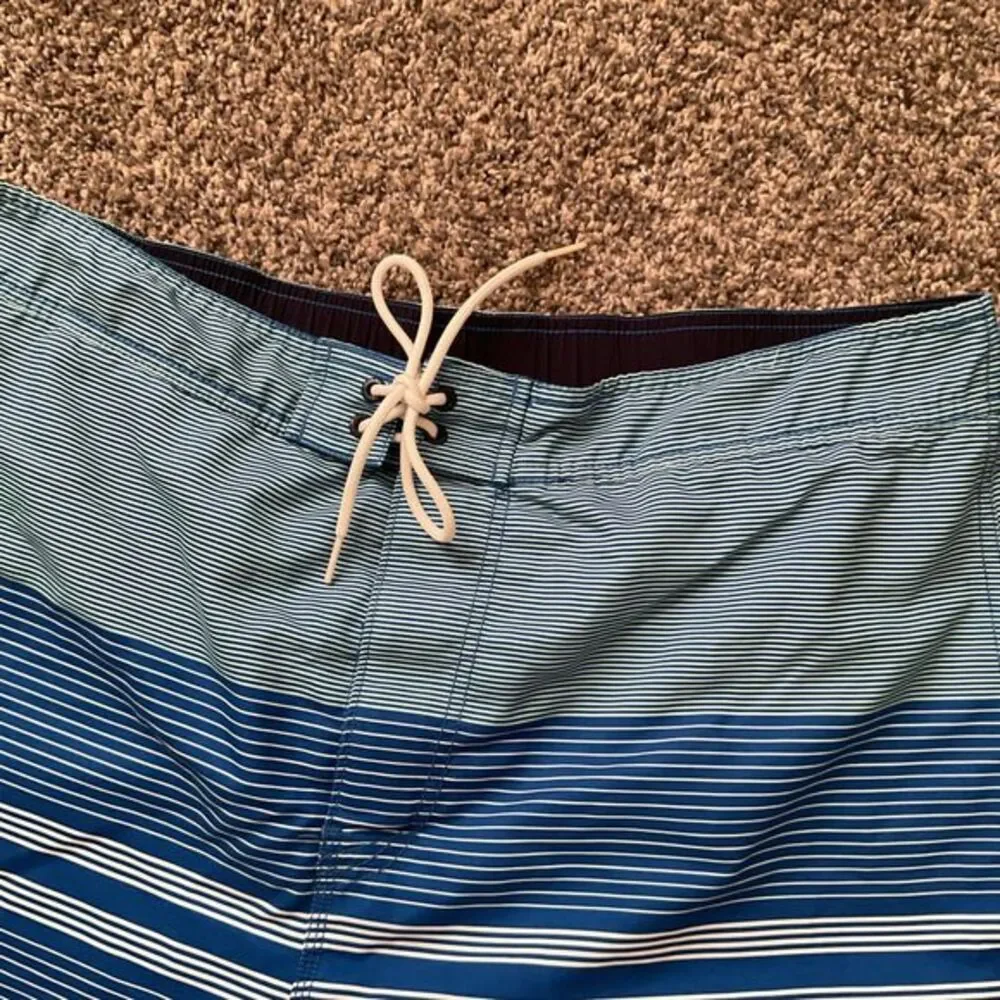 Men's Pull On Striped‎ Blue & White Swim Trunks/board Shorts Beach Vacation XXL
